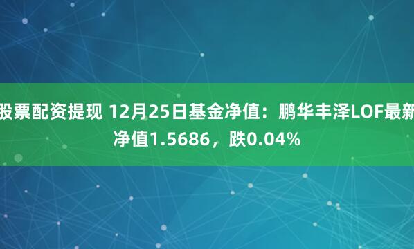 股票配资提现 12月25日基金净值：鹏华丰泽LOF最新净值1.5686，跌0.04%