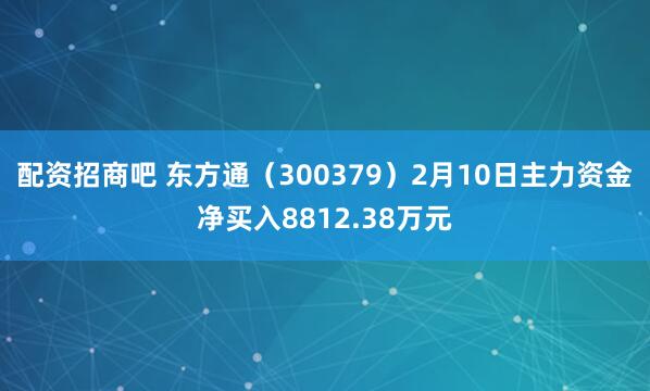 配资招商吧 东方通（300379）2月10日主力资金净买入8812.38万元