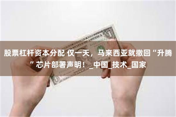 股票杠杆资本分配 仅一天，马来西亚就撤回“升腾”芯片部署声明！_中国_技术_国家